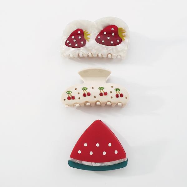 Girls fruit hairpin strawberry watermelon cherry acetate resin grab clip shark clip accessories