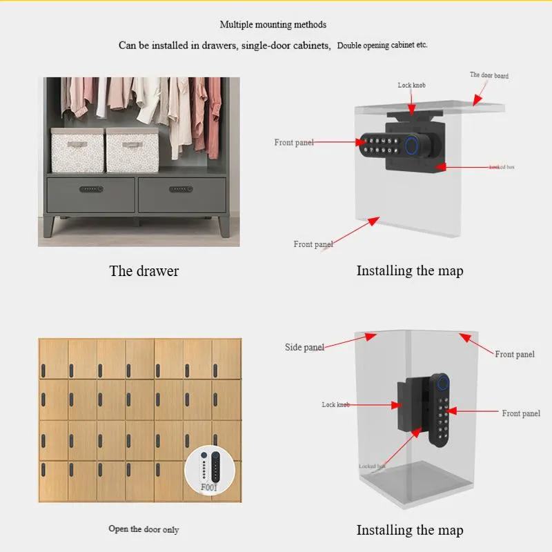 Fingerprint Password Drawer Lock Filing Cabinet Desk Storage Cupboard Locker
