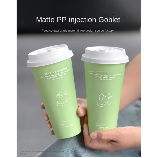 Green Matte PP Injection Cup with 80mm,90mm Diameter and BPA-free PP Material for Premium Drinks