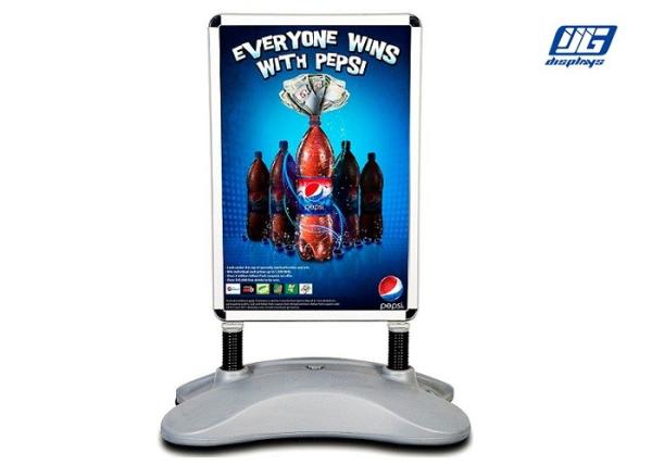 Silver Tank Bracket Poster Sign Holder Floor Stand  Double Sided Diaplay
