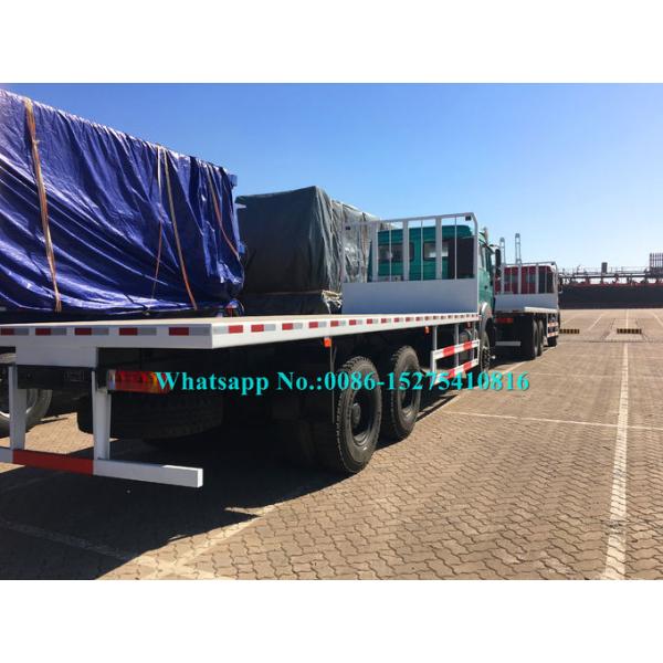 Ruby red color Beiben 6x4 2638PZ 25 30Ton 380hp Heavy Off Road Container Flat Bed Truck adopt Germany Benz Technology