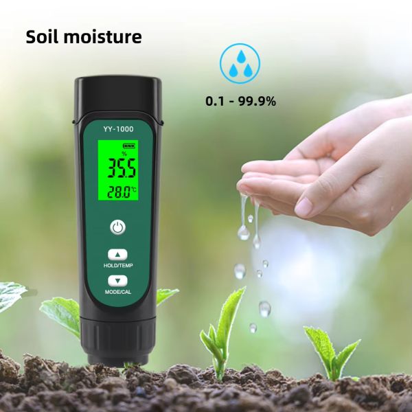 Potted Gardening Agricultural Measuring Tool Conductivity 3 In 1 Soil Ec Meter Temperature Soil Moisture Meter Tester