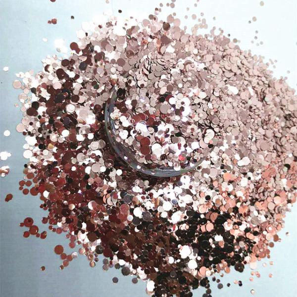 Die Cutting Printing Rose Gold Glitter Nails Decoration with 365 Colors and Sale