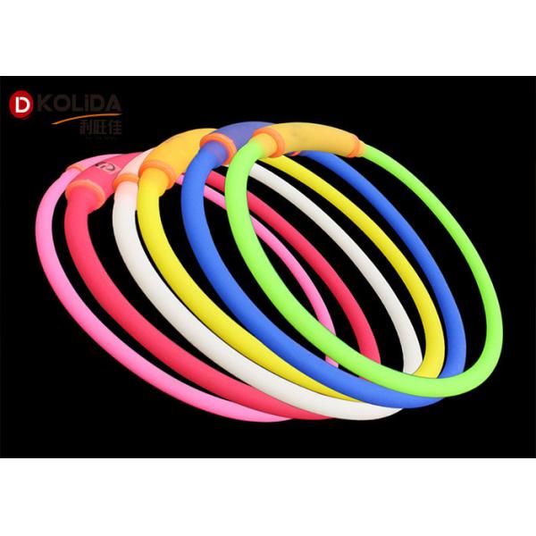 Green / Pink / Blue Safety Night IP65 LED Pet Dog Collar And Necklace Size S M L