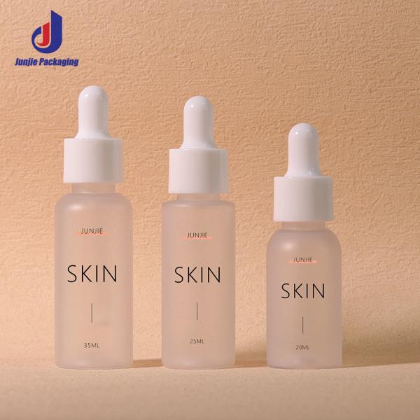 PET Frosted Dropper Bottle Transparent Dropper Serum Bottle 20ml 25ml 35ml For Skincare