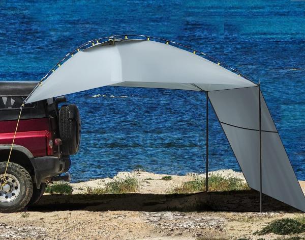 Waterproof Car Awning Sun Shelter, Portable Auto Canopy Camper Trailer Sun Shade for Camping, SUV, Outdoor, Beach Army