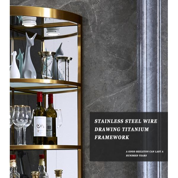 Stainless Steel Metal Frame Modern Wine Display Cabinet For Living Room