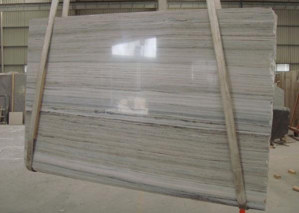 White Wooden Vein Grey Marble Stone Countertops 2cm Thickness Big Slab