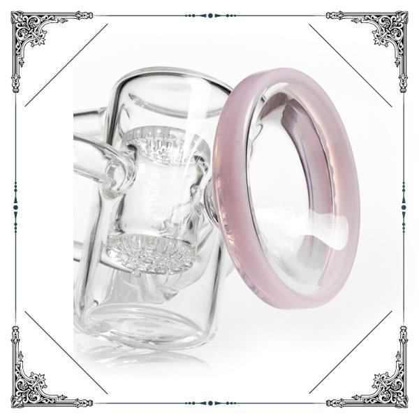 10.5 Inches Pink Glass Recycler With Double Honeycomb Percs Bongs