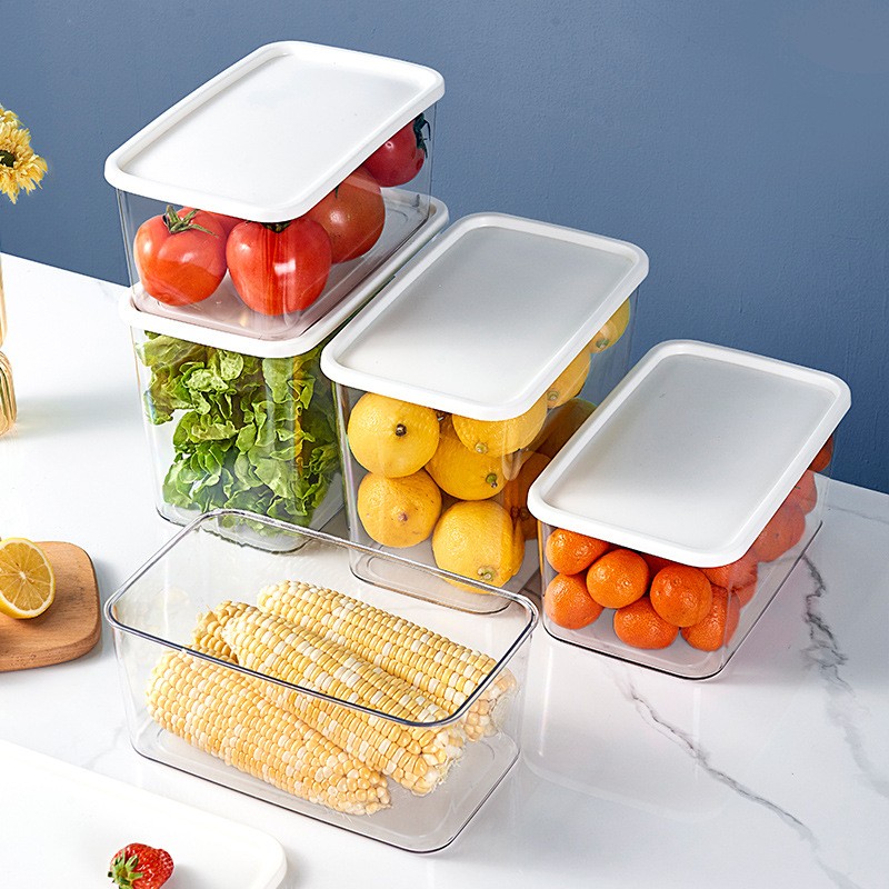 Plastic sealed Jar Cereal Cereal Kitchen Snack Refrigerator Storage Box with Lid Dustproof square sealed Box for Snacks