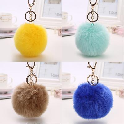 Electroplated Key Chain Ornaments , Pom Pom Fur Ball Keychain 0.02kg