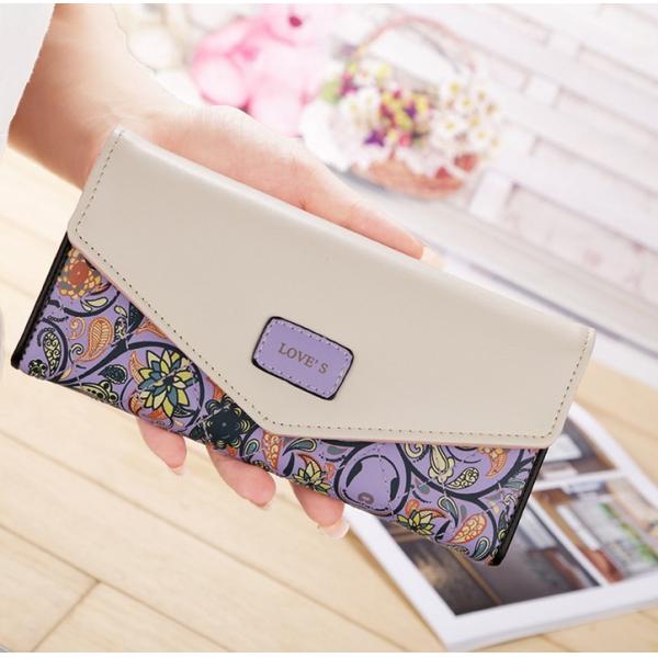 Floral new Korean Lingge hit color envelope clutch bag lady purse woman buckle
