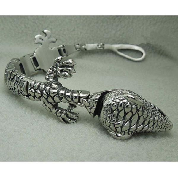 Men's Titanium Stainless Steel Bracelet Lizard Animal Style 8.5 Inches (JCE273)
