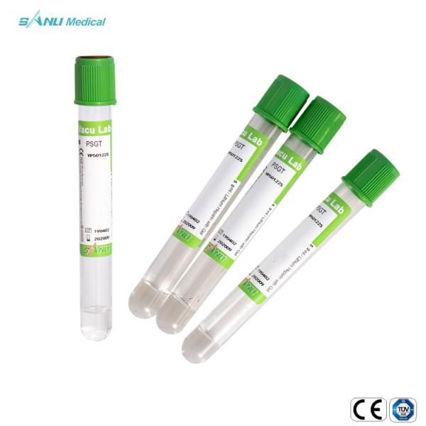 Plastic Green Gel Lithium Heparin Vacuumed Tubes For Blood Collection