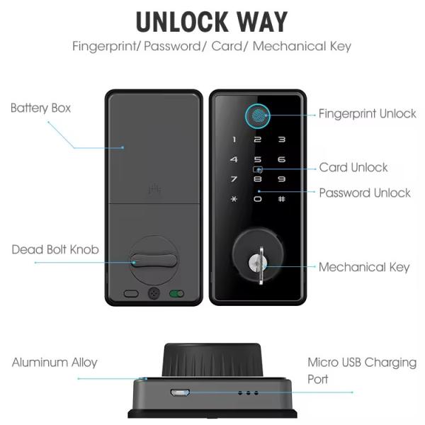 35 - 60mm Smart Door Lock Single Latch Front Door Password Lock Customized