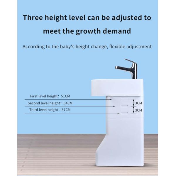 Ouninbear Sink Kids Wash Basin Plastic With Light And Water Tank In White