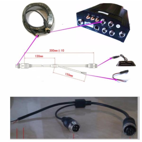 Мужские женские главные водоустойчивые аксессуары 4 ДВР прикалывают удлинительный кабель соединителя камеры и рекордера