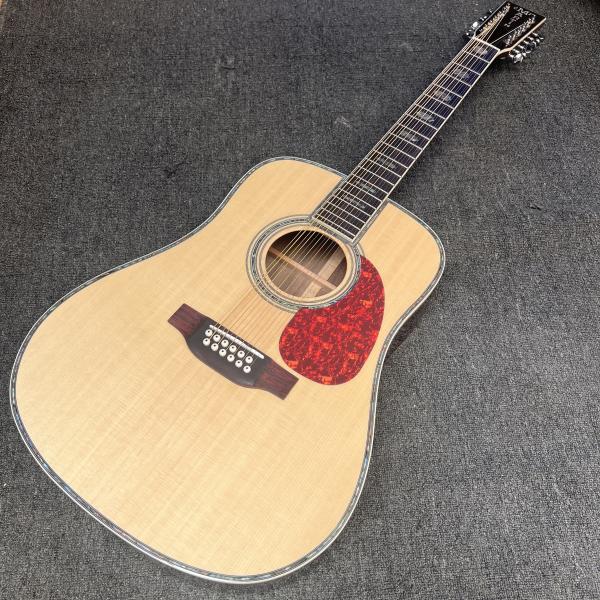 Custom M Style 12 Strings Solid Spruce Top Dreadnought Acoustic Guitar, Customized Logo on Headstock