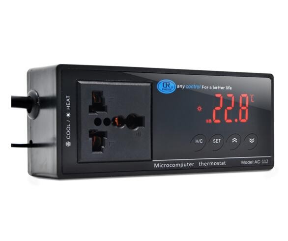 Digital Reptile Thermostat with US Plug Universal Socket ON/OFF Regulator Temperature Controller AC-112 110V16A 16-40C