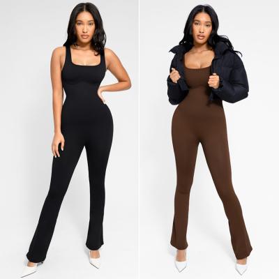 Verão Tricoteado Alta Elasticidade Mulheres Sem Manga Roupas Apertadas One Piece Rompers Jumpsuit