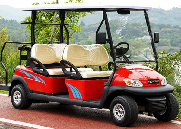 Red Color 4 Seater Golf Cart Electric Car , Electric Street Legal Vehicles