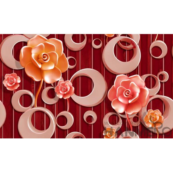 Пурпурный цветочный узор 3Д самонаводит обои, обои 3Д ПВК 1.06М для стены комнаты