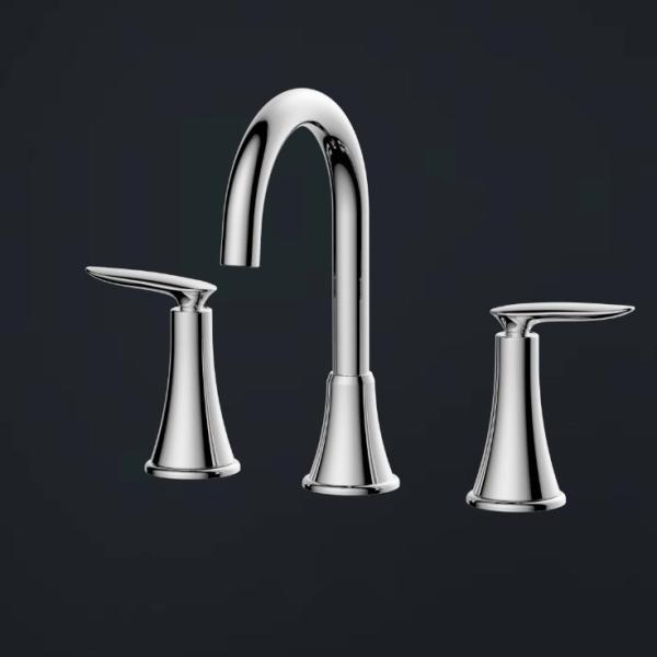 Convenient And Easy To Clean Bathroom Faucet With Double Handle Control For Precise Water Temperature Adjustment
