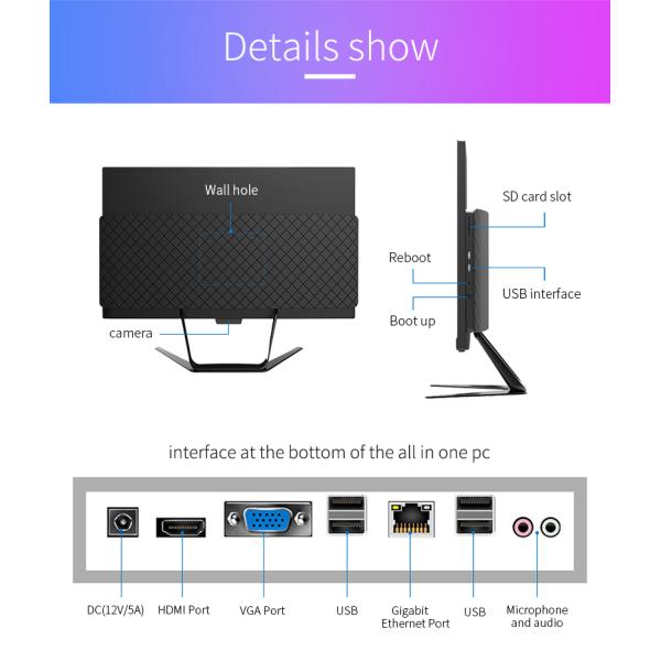 Core I5-3340 Cpu 1920*1080 Hd Ips Monoblock All In One Pc Frequency 2.7 GHz