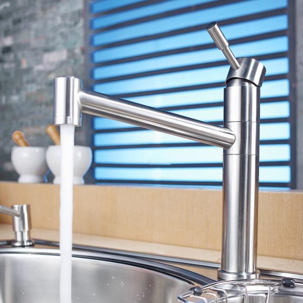 Solid single handle stainless steel kitchen sink faucet