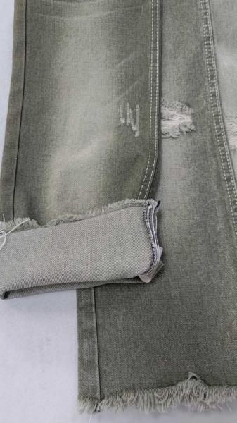 Tissu denim 10,6oz VERT 10x7 avec une largeur totale de 180cm, sergé gauche, non extensible, JSD3023AG pour jeans de mode