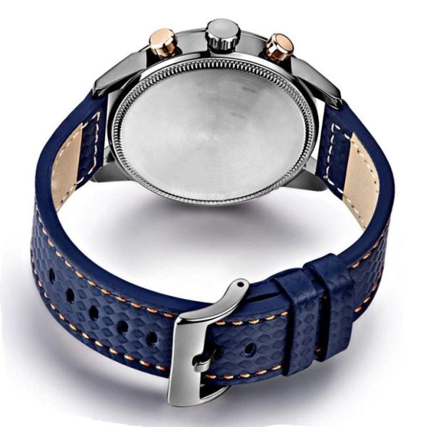 Men Sport Chronograph Alloy Quartz Wrist Watch Genuine Leather Analog Digital