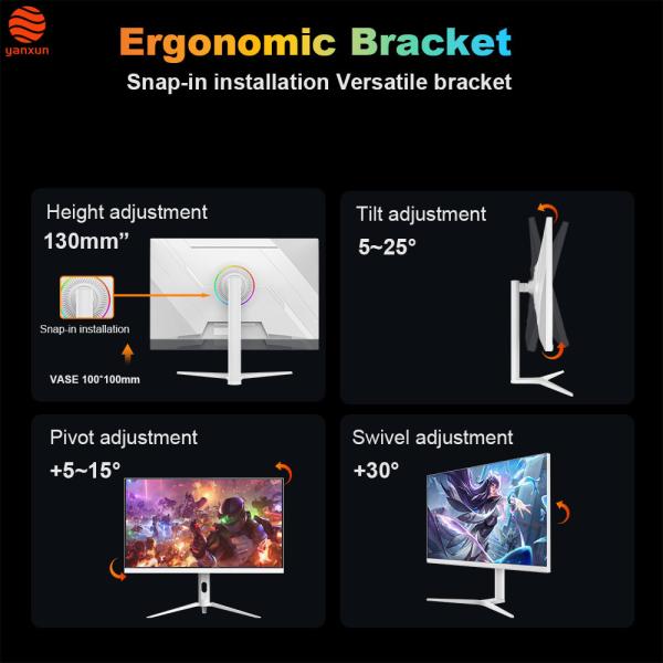 QHD Resolution 27 Inch Computer Monitor RGB Lighting White Color Gaming Monitor