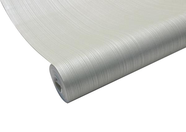 Non Woven Interior Decorating Wallpaper , Beige Flocking Striped Wallpaper For Living Rooms