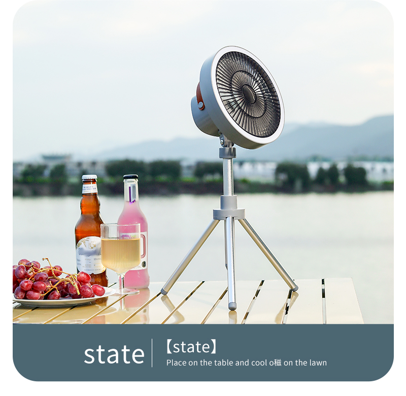 Desktop Fan Outdoor Essential Desktop Fan 10000mAh Long Battery Life Rechargeable Camping Fan with Remote Control and Light