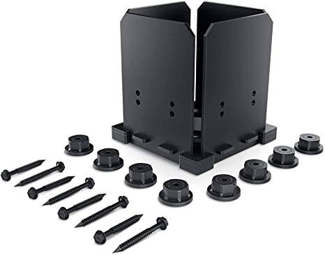 Steel 4*4 inch Elevated Wood Stand Pergola Kit with Black Powder Coated Brackets
