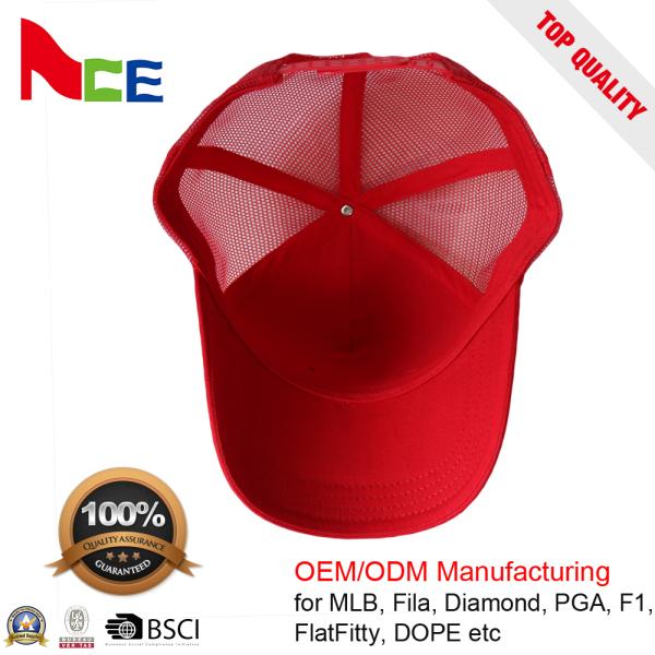 Beau chapeau vide rouge de camionneur de maille, 5 chapeaux du panneau des hommes de la meilleure qualité de conception