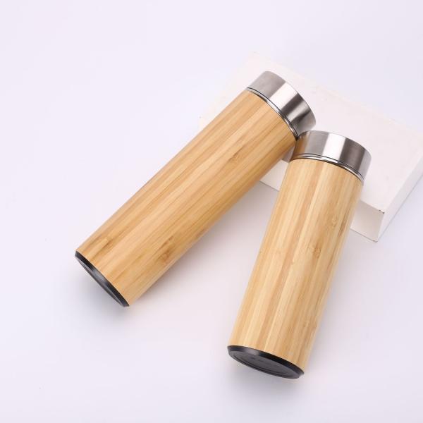 Tablette de voyage en bambou isolée avec filtre à infuser Manche pour le café chaud ou le thé froid Set cadeau de tasse de café en acier inoxydable pour les amateurs de thé Maintient les boissons chaudes plus longtemps