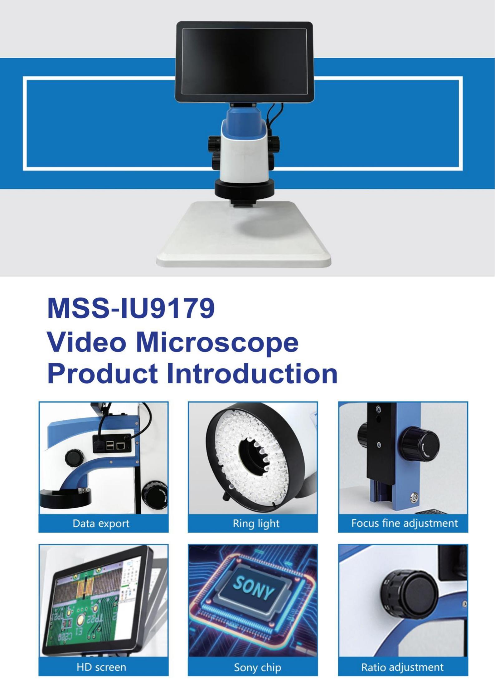 Manufacturer High DOF Synthesis Digital Video Microscope HDR 8-Zone LED for Precision Industrial Lab MSS-M-IU9179