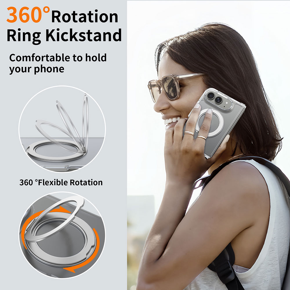 Laudtec Wholesales Slim Durable Design Foldable Case for iPhone 18- Hard PC Back Magnetic 360 ° Rotating Kickstand