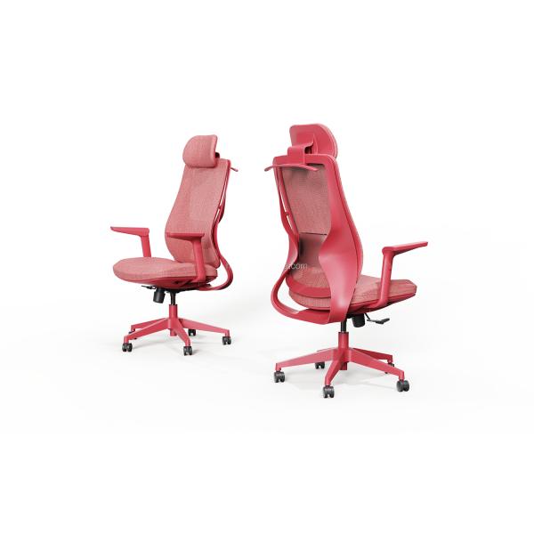 High Back Red Executive Reclining Office Chair With Lumbar Support For Manager