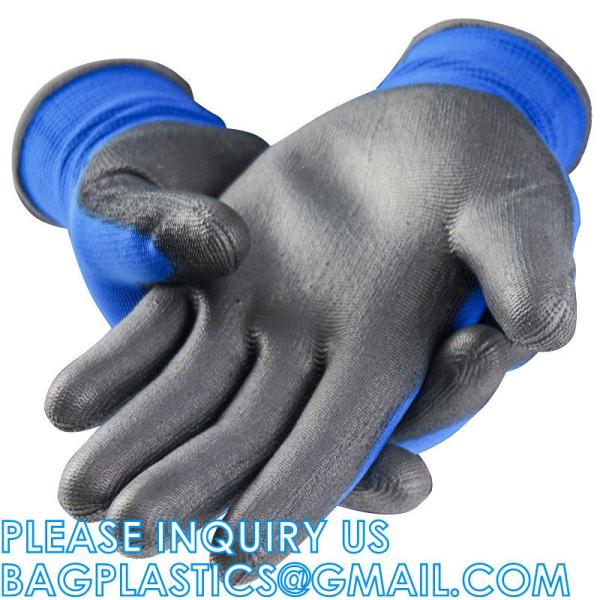 Nylon Knitted Polyurethane Palm Heavy Duty Work Fit Glove Knit Guantes De Trabajo Palm Pu Coated Safety Work Glo