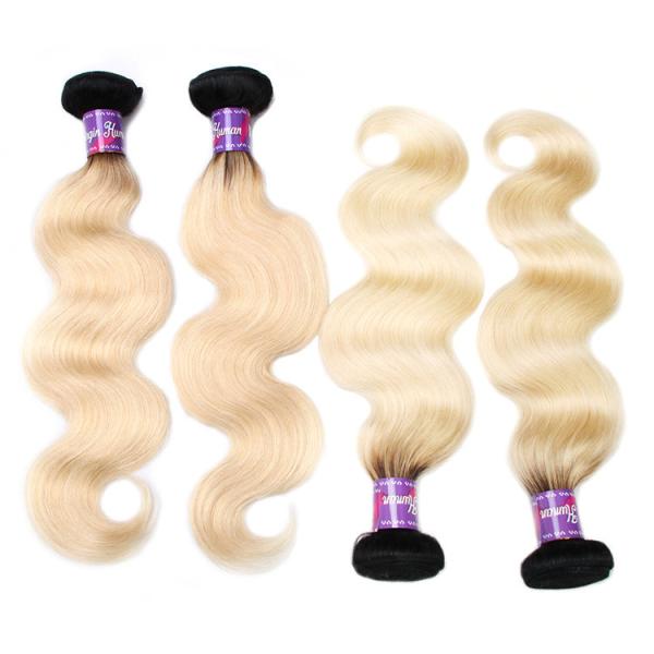1b 613 two tone hair ombre hair weaves dark root blonde weave virgin brazilian  hair weft