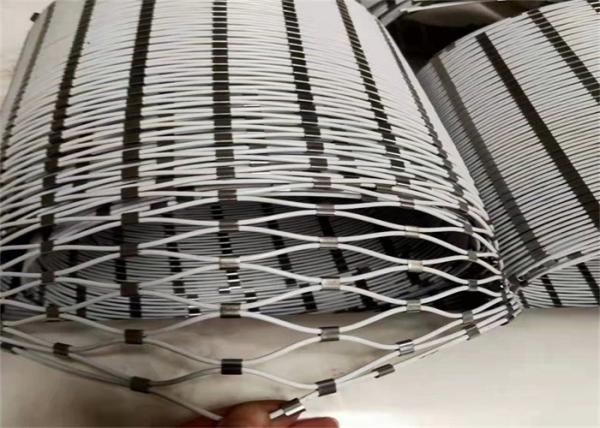 Ferrule AISI 304 Stainless Steel Rope Mesh Balustrade Railing Fencing By Hand Woven