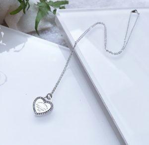 18 Inch Sterling Silver Heart Pendant Necklace Rhodium Plating