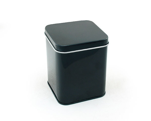 68x68x89mm Metal Black Square Tin Box Container For Loose Tea Storage , Metal Storage Tins