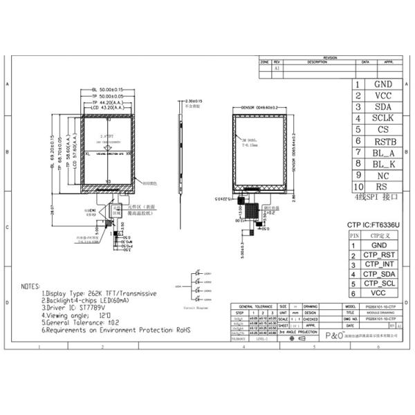 Сенсорная ЖК-панель Polcd 12 0'CLOCK с углом обзора 240X320 2,8 Tft Shield Raspberry Pi