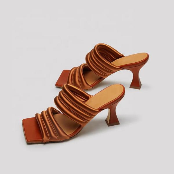 Square Open Toe Size 9 Women High Heel Sandals Slip On Thin Heel