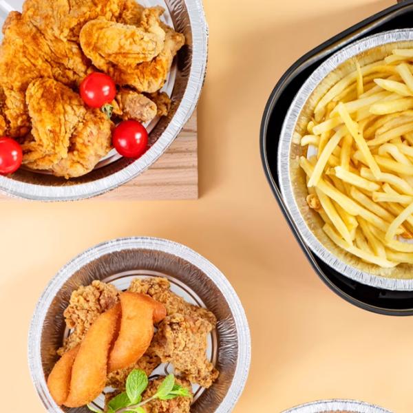 Пищевая безопасность одноразовые бройлерные кастрюли Алюминиевая фольга Пищевая емкость Облоговая кастрюля для приема