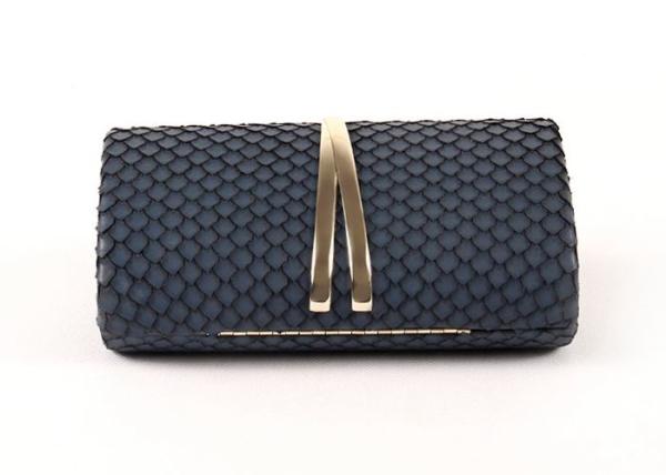 Clutch style leather hard case clutch bag with metal bow design lady evening bag