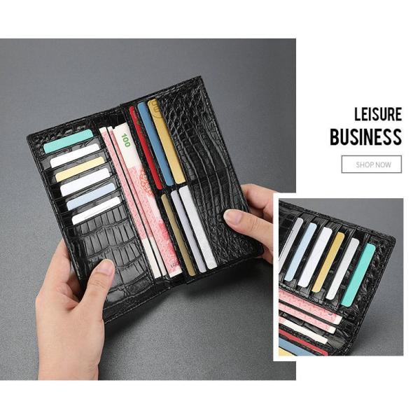 Genuine Crocodile Belly Skin Businessmen Suits Clutch Wallet Authentic Alligator Leather Lining Male Long Card Purse